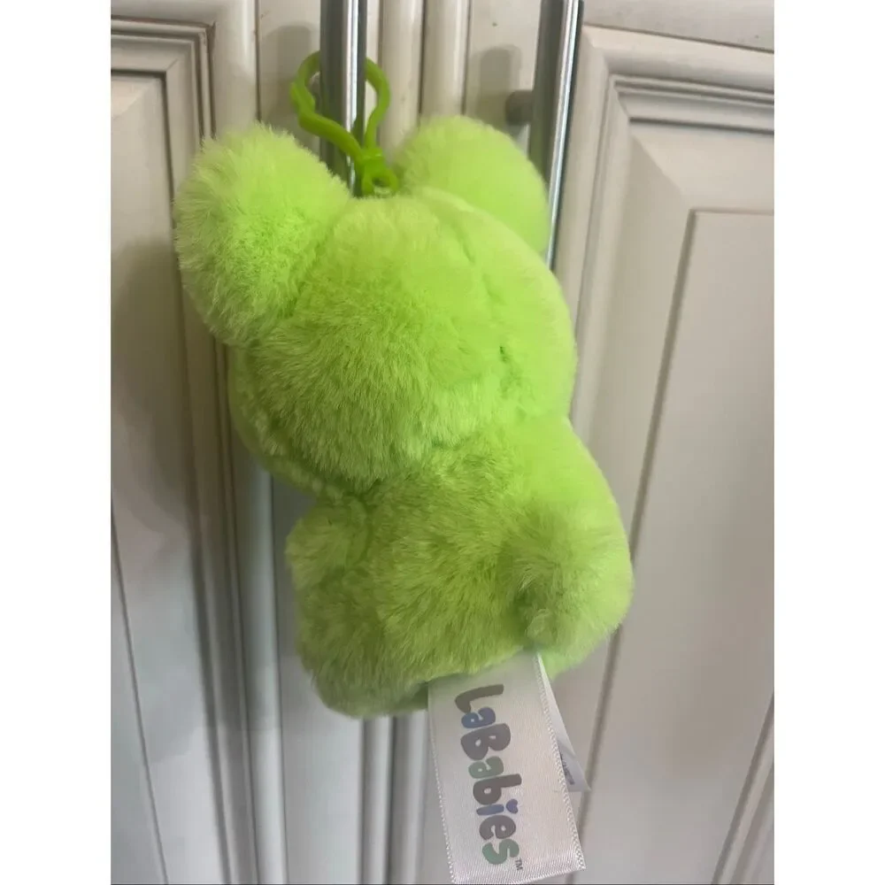 LaBabies Zuzu Spring Monster Clip Plush Toy Stuffed Animal Lime Green Tan NWOT